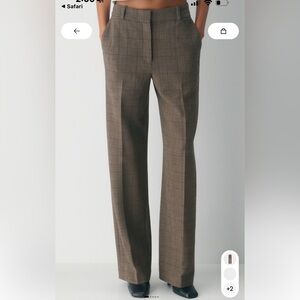 Aritzia agency Pant: Tailored Brown Plaid Wide-Leg
